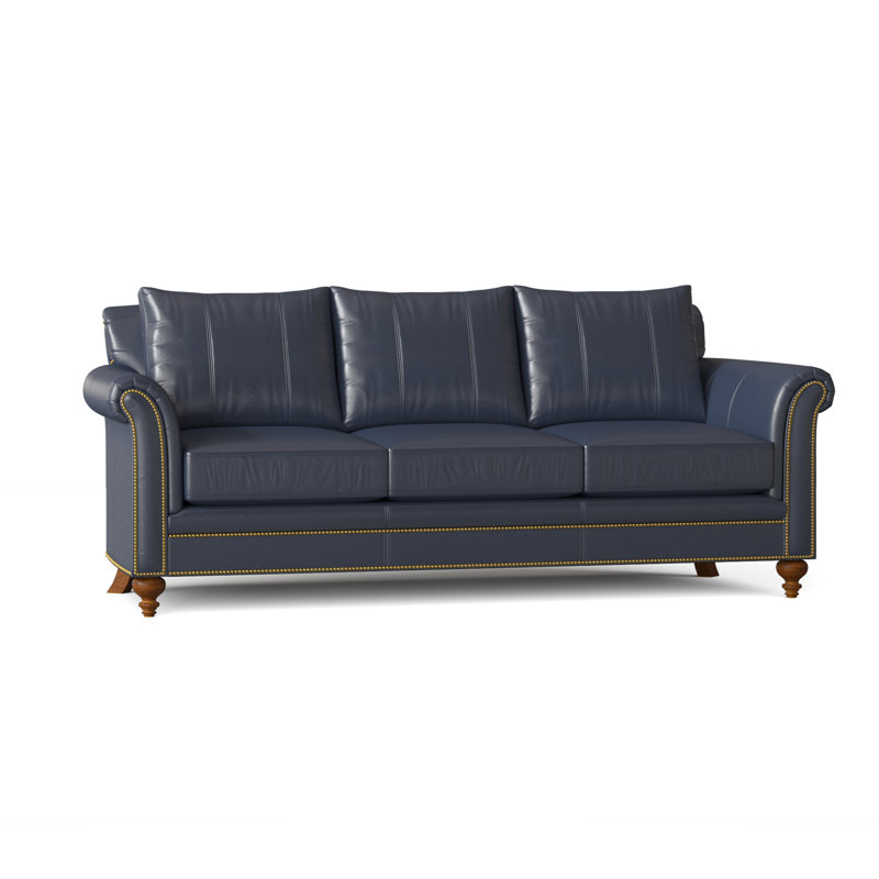 Richardson Sofa, Aline Fumo Genuine Leather, Mahogany, French Natural