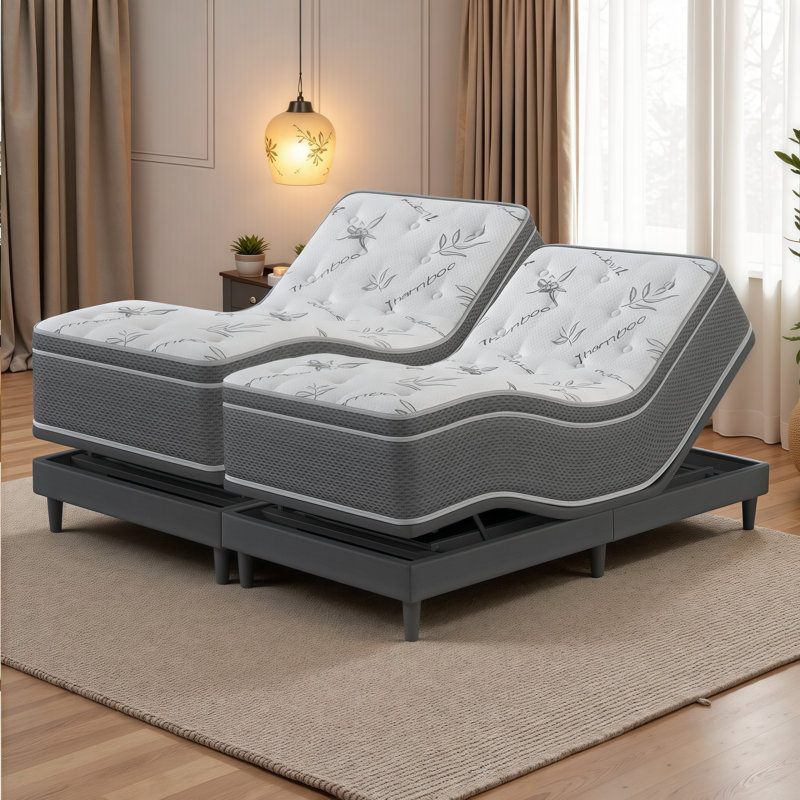 10" Bamboo Hybrid Cooling Mattress | Motion Isolating Perimeter Coils | Adjustable Base Compatible | Made in USA, Queen