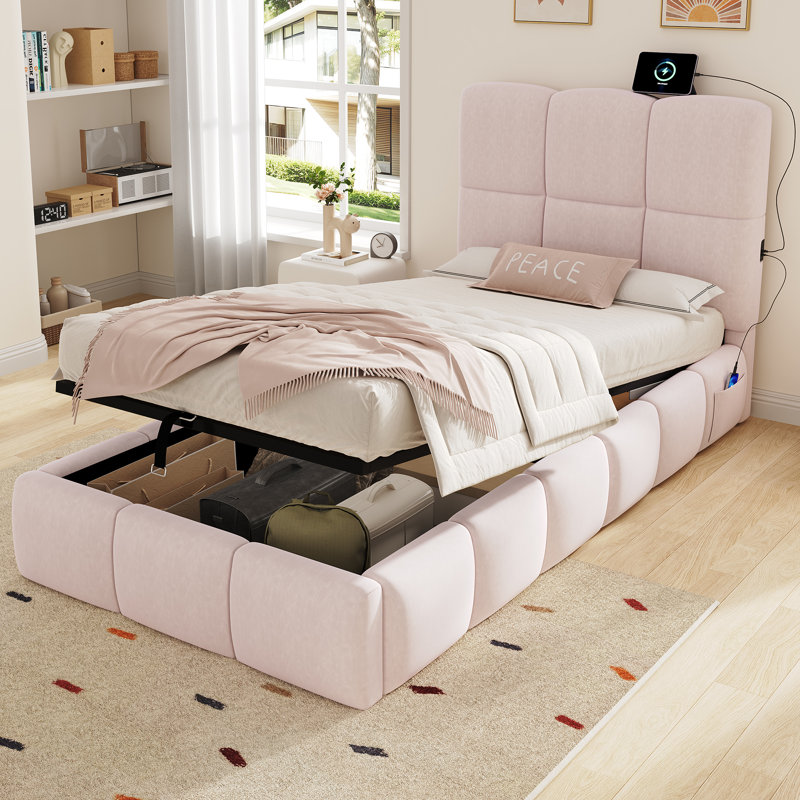 Bed, Pink Velvet 