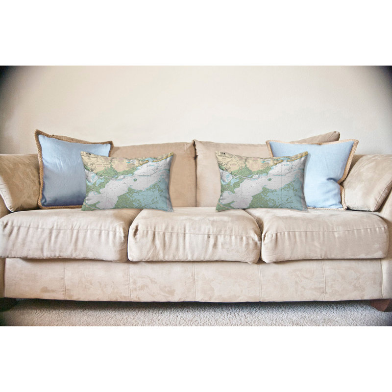 Nautical Map Outdoor Reversible Throw Pillow