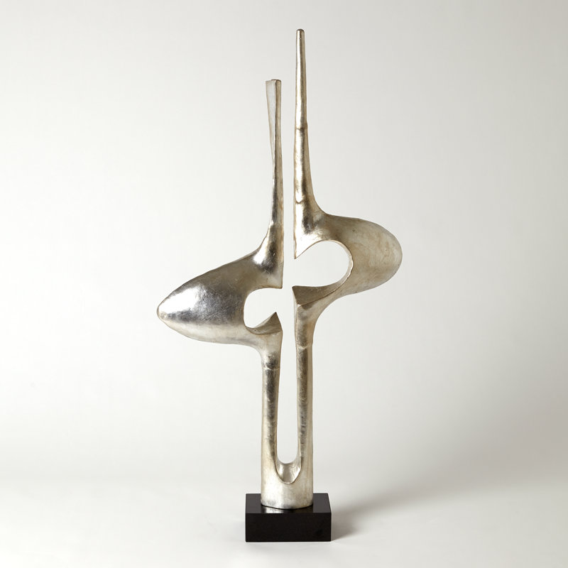 Brother and Sister Sculpture, Silver/Black