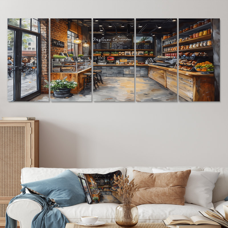 Oubre - Ensemble de reproductions d'art mural Stores & Boutiques, H 32 po x l 80 po