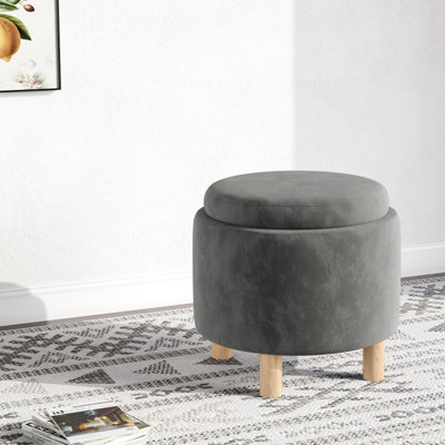 Anacostia 55cm Wide Round Solid Colour Ottoman with Storage
