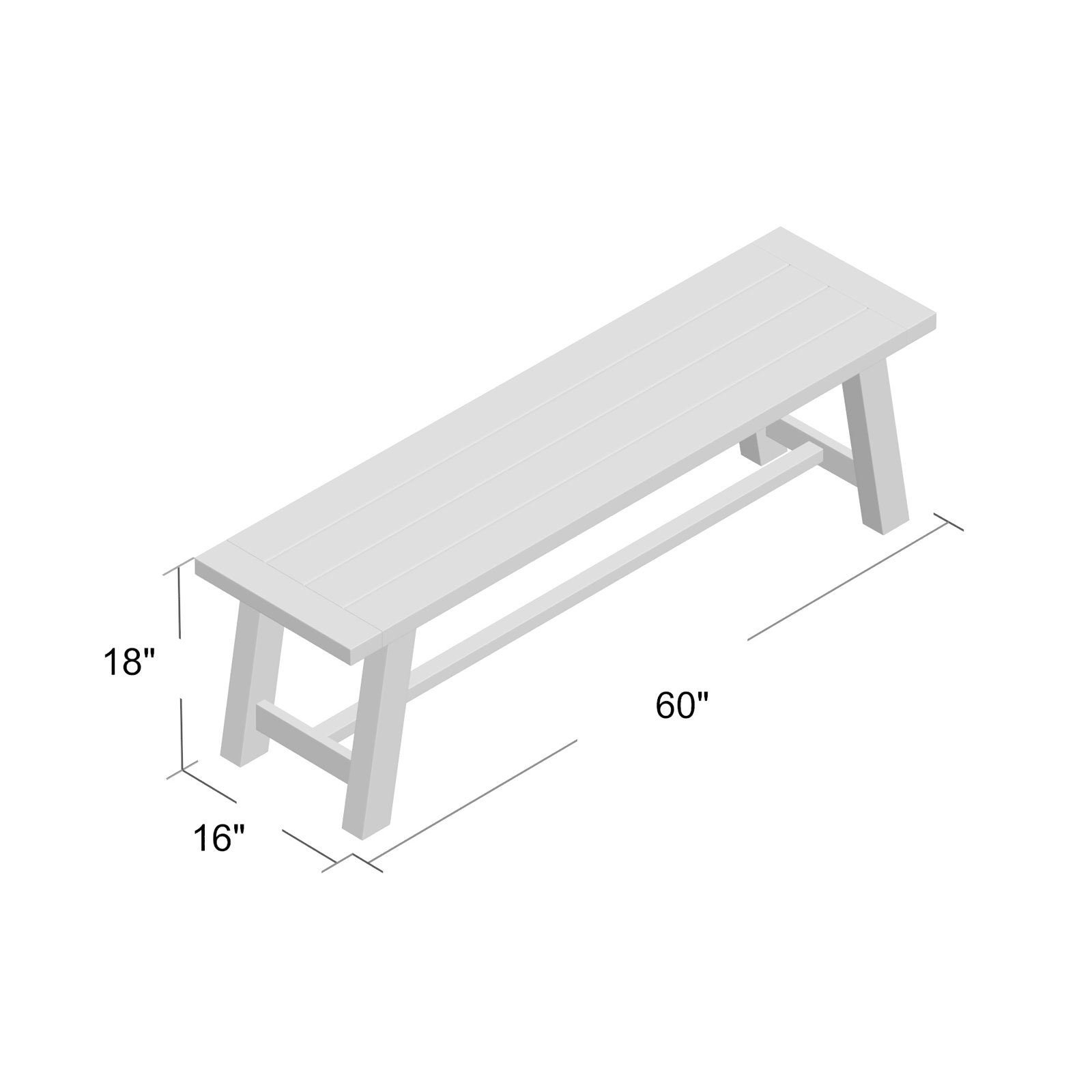 Bianca 60" Dining Bench, Weathered Natural
