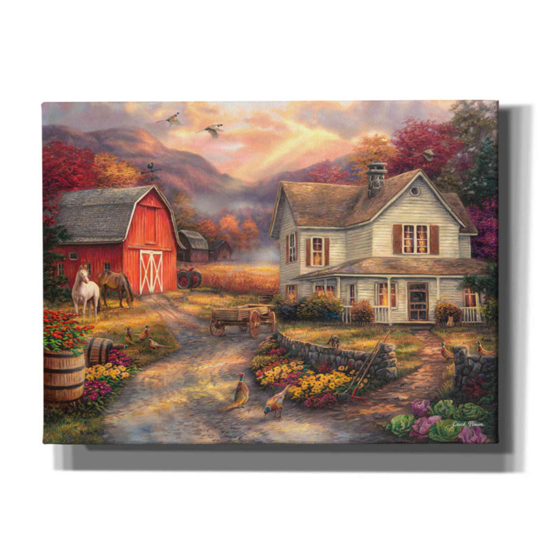 «Relaxing on the Farm» par Chuck Pinson, art mural sur toile, L 16 po x H 12 po x P 0,75 po