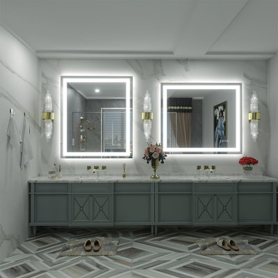 UL Certified Front & Back LED Anti-Fog Tempered Glass Bathroom/ Vanity Mirror - Basics by Wayfair™