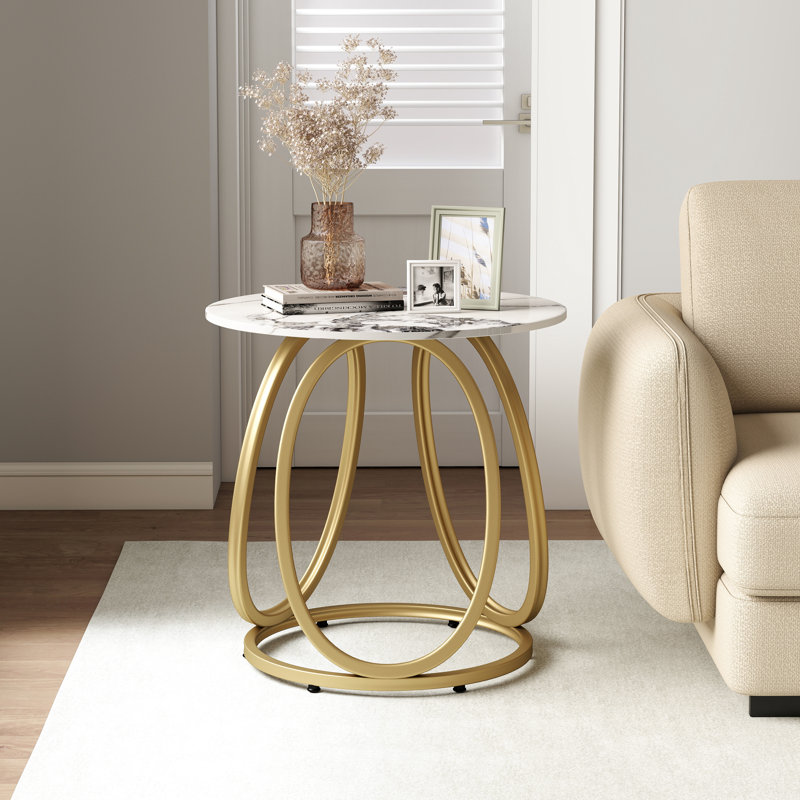 End Table, Calacatta Gold, Gold
