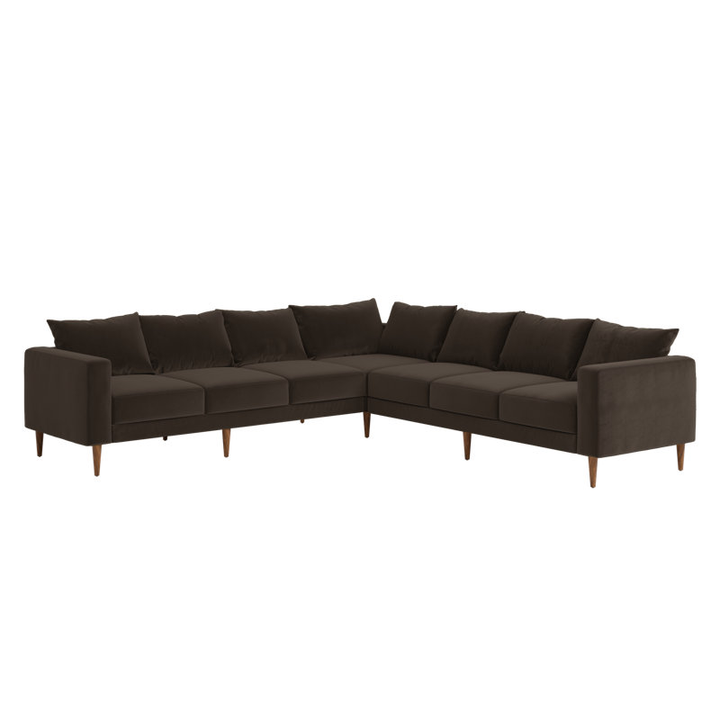 Essential 7-Seat Corner Sectional, Chocolate Recycled Velvet, Dark Brown