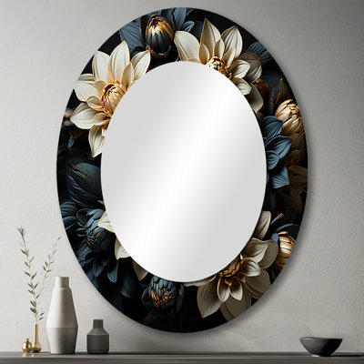 Mums Noir Black Enchantment I - Miroir mural traditionnel ovale