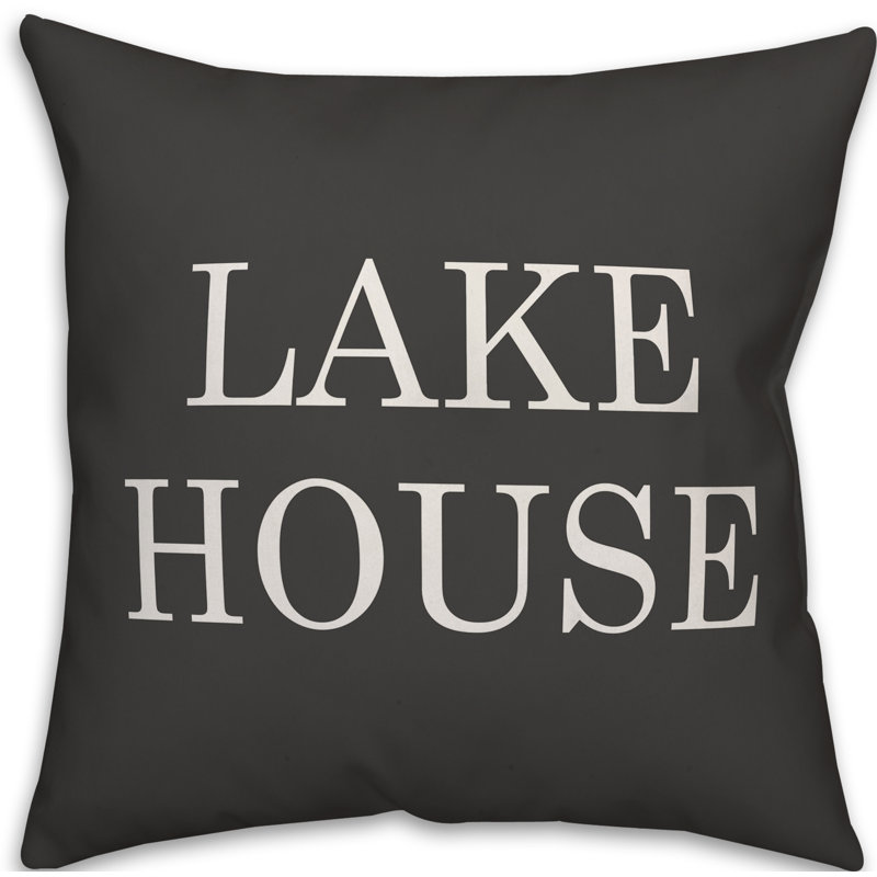  Coussin intérieur / extérieur Lake House, H 20 po x l 20 po, Noir / blanc
