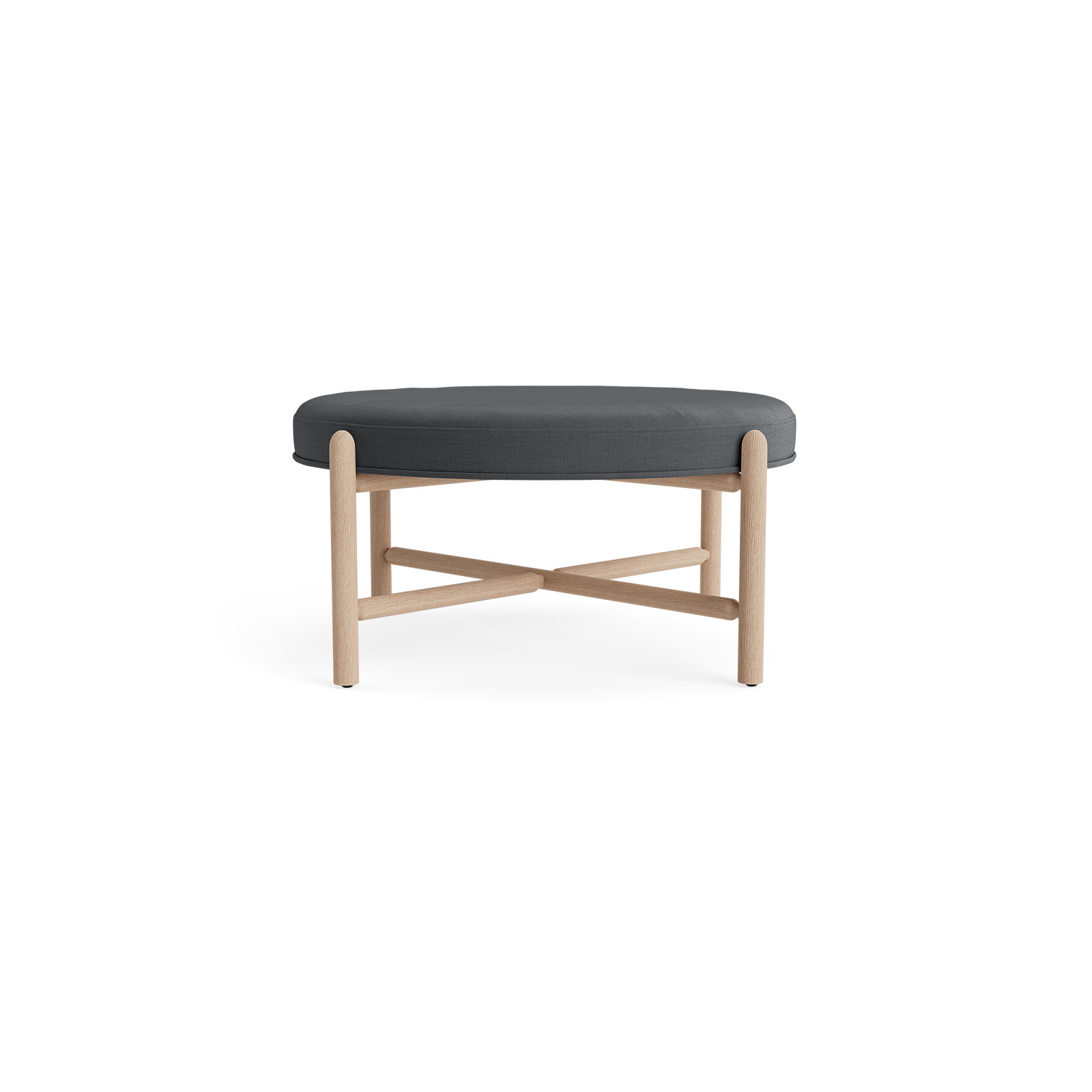 Vane 36" Round Ottoman, Charcoal, Oak