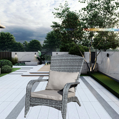Grey Cushioned Patio Chair, To Sun And Rain Chair With Back Cushions, Enhancing Outdoor Comfort