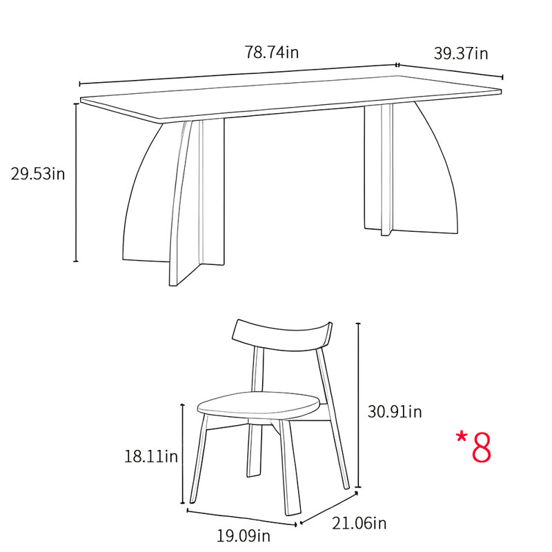 Modern simple style rectangular dining table sets