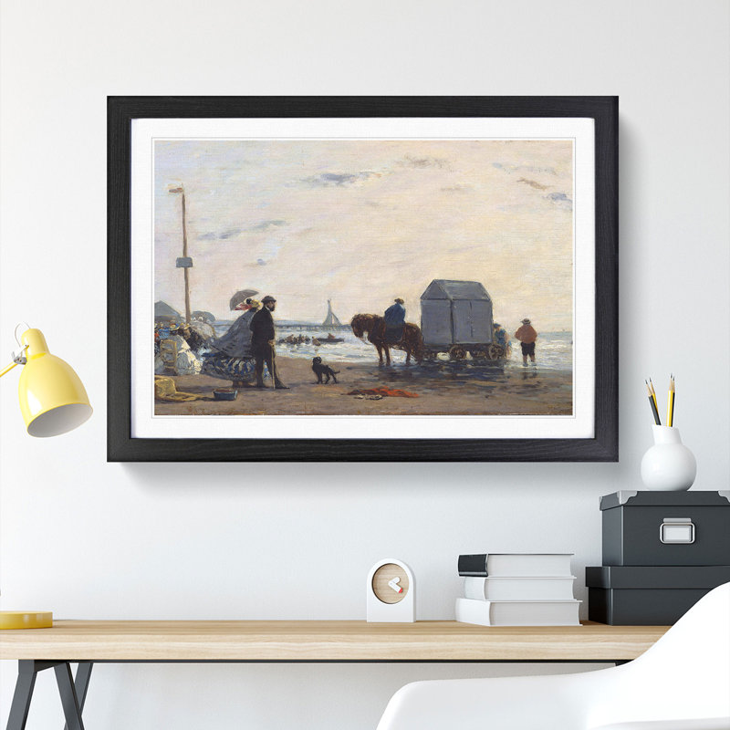Beach at Trouville Vol.5 by Eugene Boudin - Picture Frame Painting, 48cm H x 65cm W x 2cm D, Black Framed