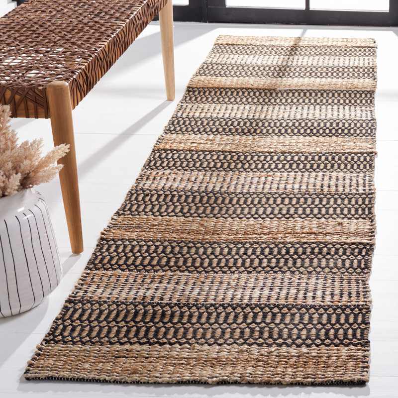 Friedland Geometric Flatweave Black/Natural Area Rug, Runner 2'3" x 8'