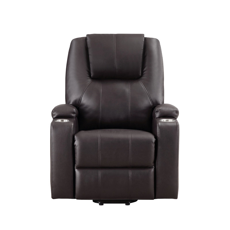 Fauteuil inclinable électrique brun à 2 porte-gobelets