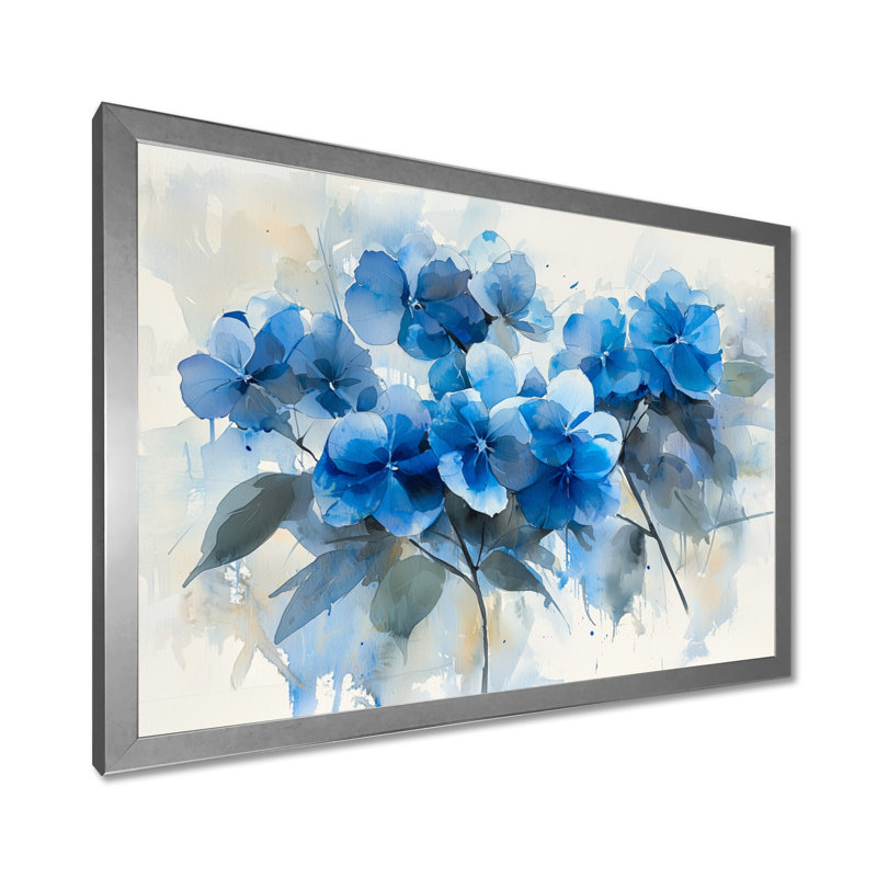 Jadaiah Hydrangea As Brush Strokes I - Hydrangea Wall Art, H 12 po x l 20 po, Reproduction encadrée d'une seule photo