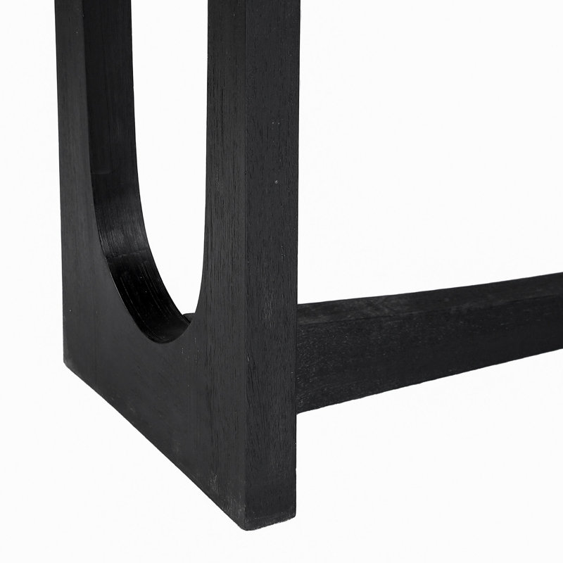 Black Mango Wood Round Side Table with Reverse Arch Base