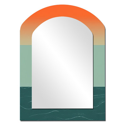 Minimalism Solidate Landscape VI - Minimalism Asymmetrical Decorative Mirror, Modern Arch Wall Mirror, Printed Metal Art
