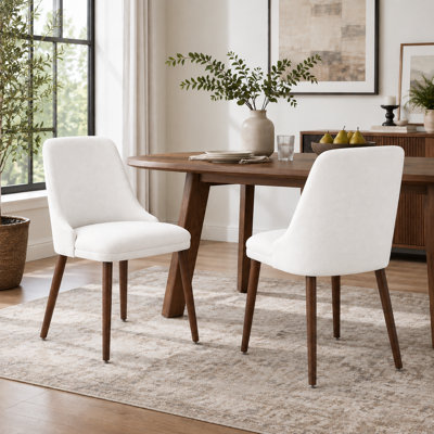 Ensemble de 4 chaises de salle à manger en chenille, chaise d'appoint rembourrée de style Mid-Century moderne avec pieds en bois massif