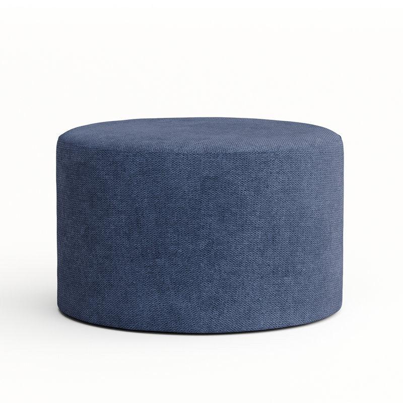 Repose-pieds rond 24 po Aylianna, 100 % polyester bleu