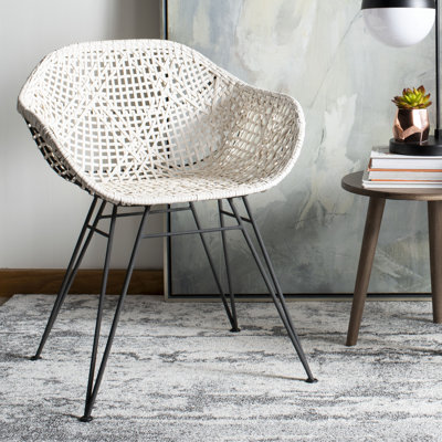 Dannelley 18'' H Leather Upholstered Metal Armchair