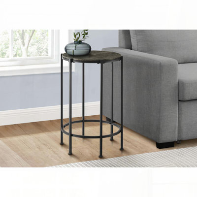 Table d'appoint ronde ronde avec stratifié bronze foncé et pieds en métal noir - H 24 po