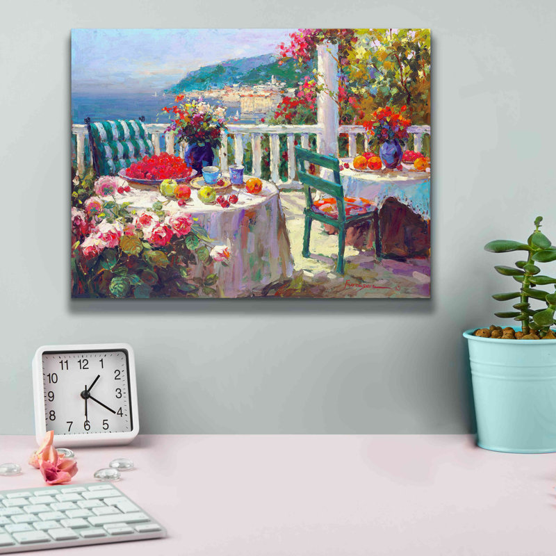«Terrace Brunch» par Furtesen, estampe numérique sur toile, H 12 po x l 16 po x P 0,75 po
