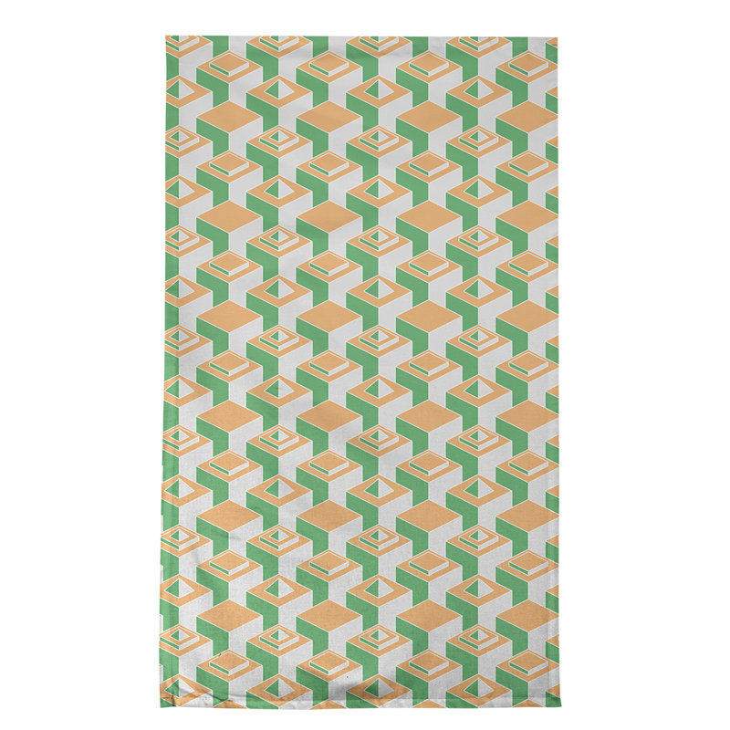 Serviette de thé skyscrapers Patricia Geoffrey, Vert / Beige / Orange, Polyester sergé
