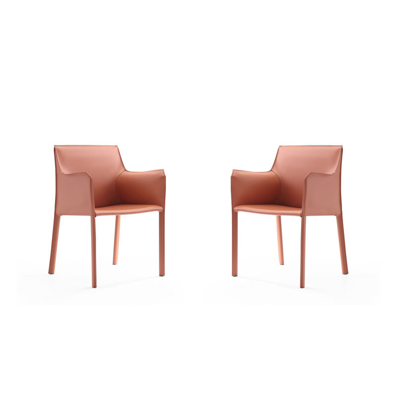 Bencion Faux Leather Upholstered Side Chair, Clay, 2