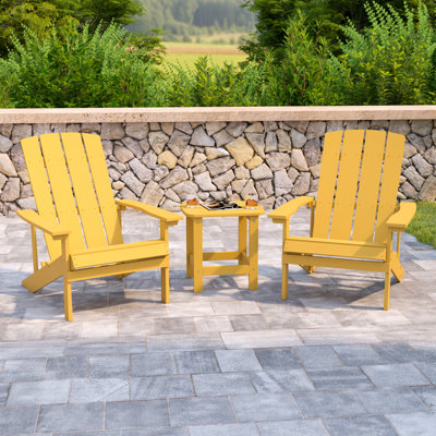 Ensemble de table d'appoint et 2 chaises de style Adirondack intérieur / extérieur Balasi