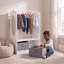  White Wooden Dress Up Unit With Grey Storage Boxes Wardrobe