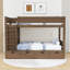 Lit superposé simple en bois avec garde-robe intégré, tiroirs et échelle-129697073