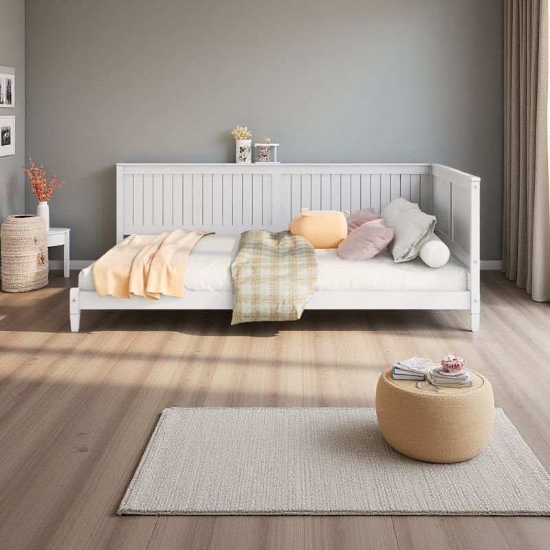 Lit de jour / canapé en bois, Lit double, Blanc