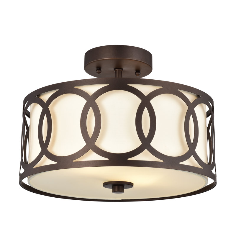 Plafonnier semi-encastré 2 lumières 13 po Audre, Bronze huilé