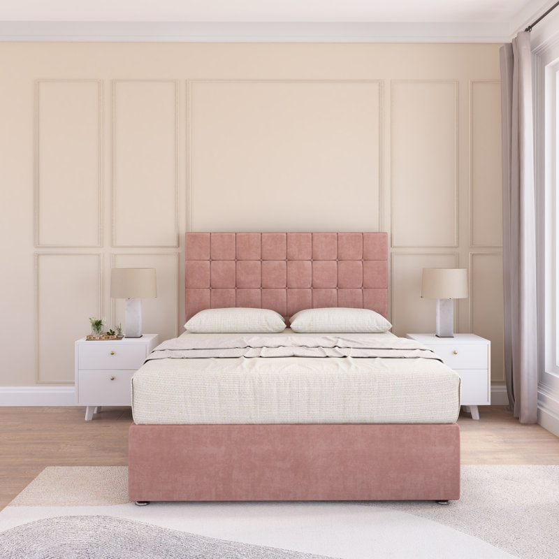Upholstered Bed, Double (4'6), Pink