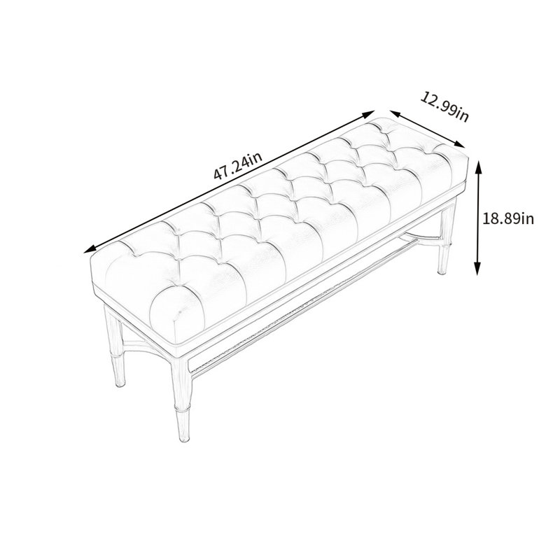 Banc de rangement pour tabouret à porte d'entrée moderne Modern, Bleu, H 18,89 po x l 47,24 po x P 12,99 po
