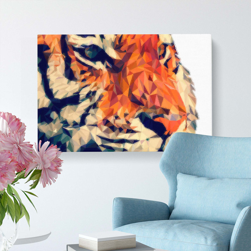 Geometric Tiger In Abstract - Wrapped Canvas Painting, 35cm H x 50cm W x 3cm D