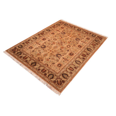 Tapis oriental brun clair en laine noué à la main 6 pi 2 po x 8 pi 11 po Caenas