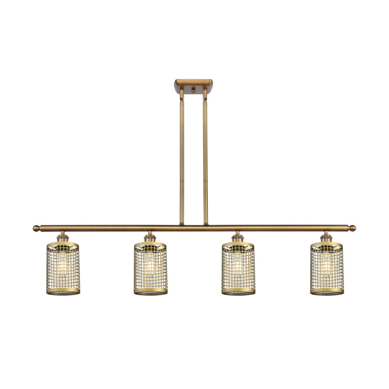 Luminaire suspendu cylindrique à 4 lumières Peraza, Laiton antique