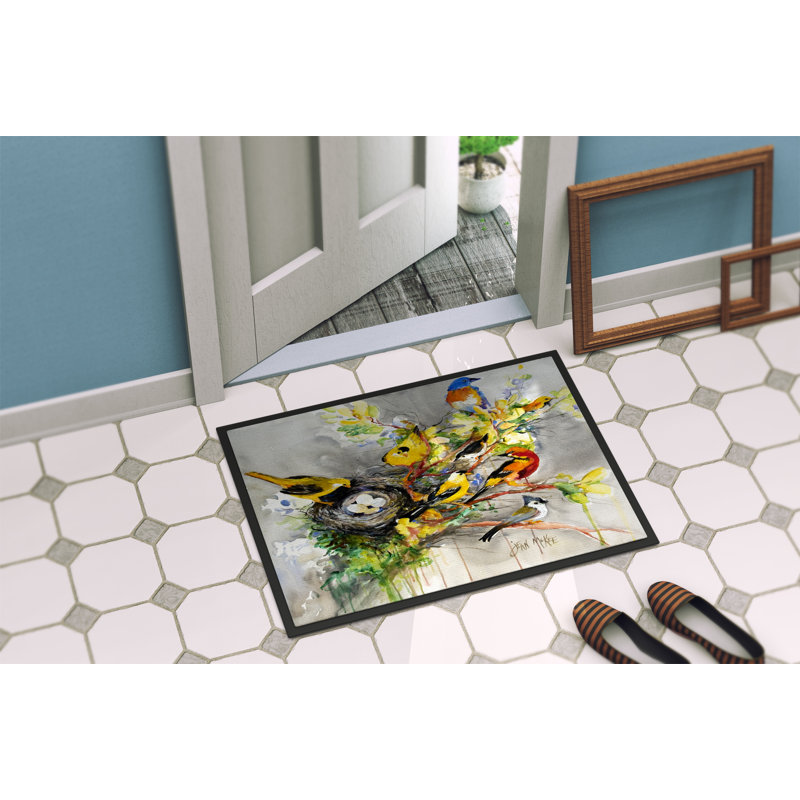Paillasson d’intérieur antidérapant à oiseaux Spring Susanville, Rectangle 1 pi 6 po x 2 pi 3 po