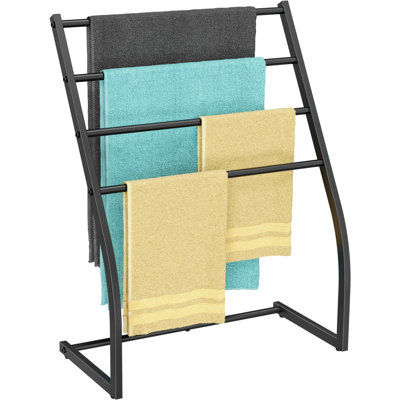 Porte-serviettes Honiter pour salle de bain, porte-serviettes autoportant, porte-serviettes de piscine d'extérieur, porte-serviettes en métal à 4 niveaux, porte-échelle, séchoir et présentoir pour serviettes de bain surdimensionnées