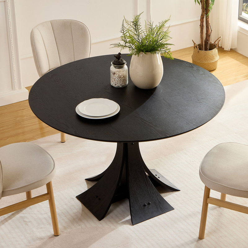 Table ronde de style moderne 47,24 po, Noir, noir, noir, noir