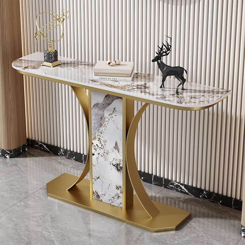 Console Table, 31.5" H x 47.2" W x " D, Cream/Gold