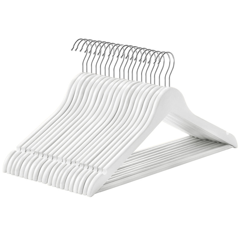 Wood Standard Hanger for Suit/Coat, 20, White