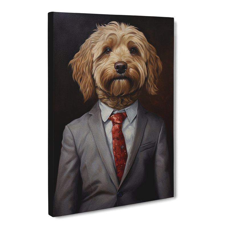 Labradoodle in a Suit Painting No.2 - Wrapped Canvas, 76cm H x 50cm W x 3cm D