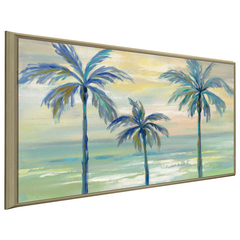 «Marine Layer Palms», reproduction de peinture acrylique sur toile, H 36 po x l 60 po x P 1,5 po, Toile tendue