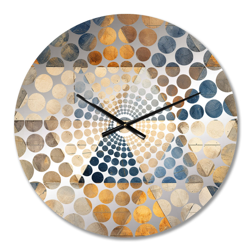 Horloge murale géométrique beige et bleu, Petit