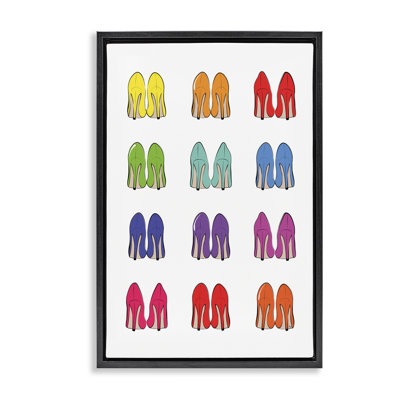 Rainbow High Heels Framed Floater Canvas by Martina Pavlova