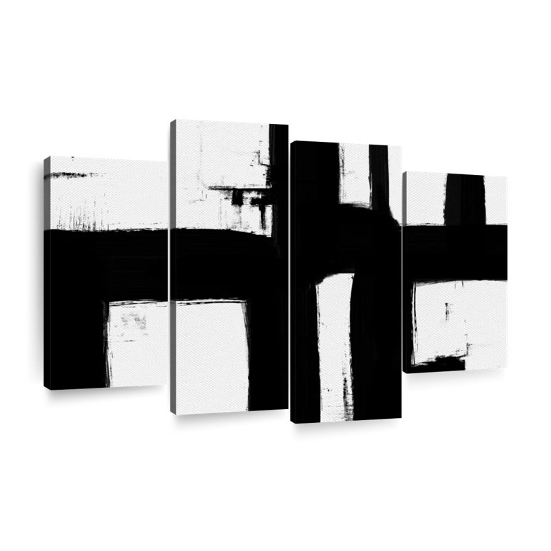 «Black and White Minimalist Abstract», reproduction sur toile, H 54 po x l 84 po x P 1 po